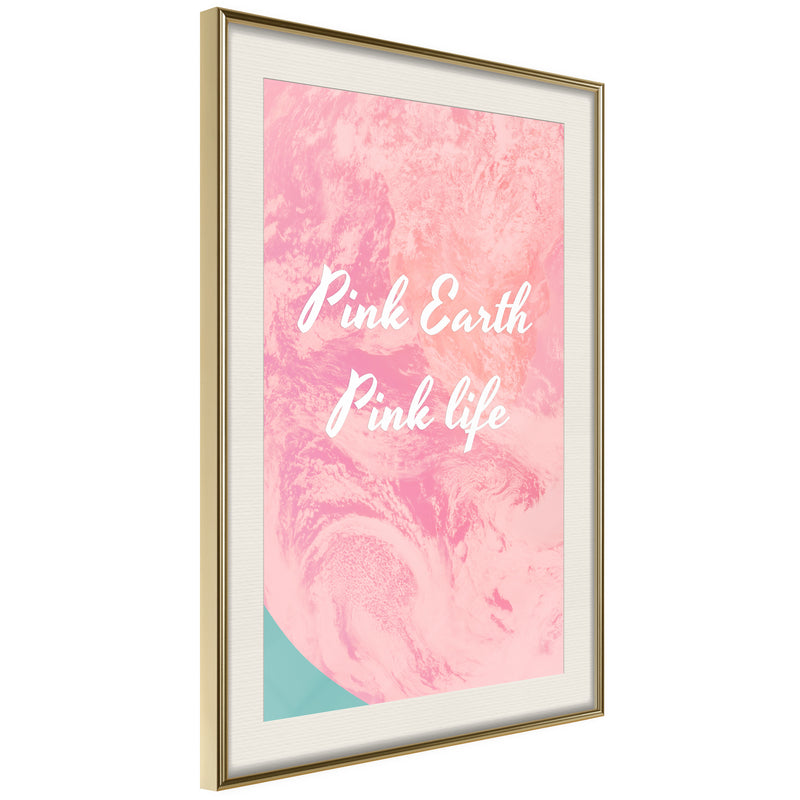 Poster - Pink Life  - goud passepartout
