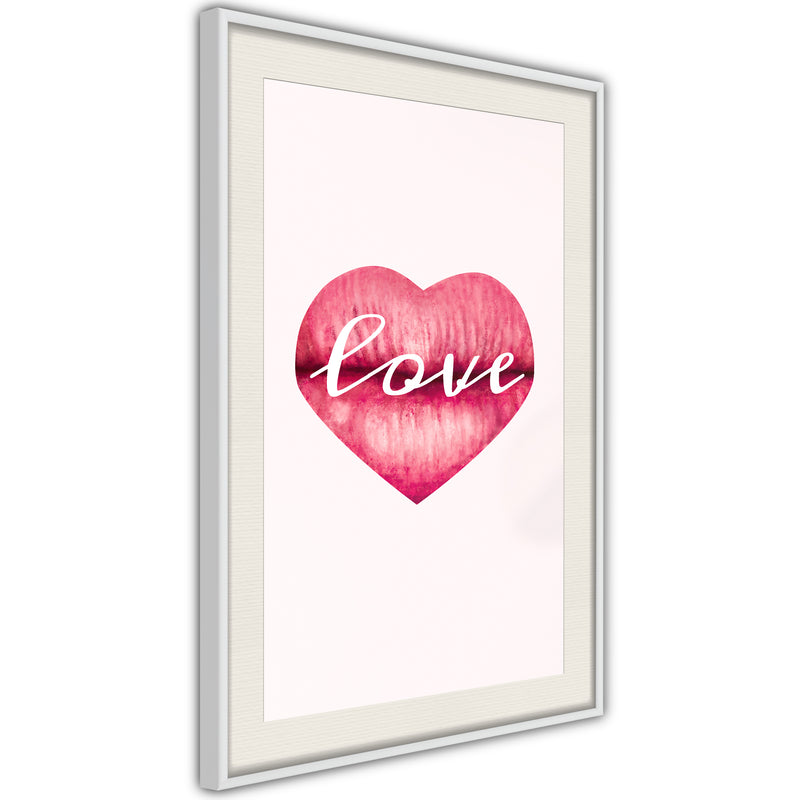Poster - Kiss of Love  - wit passepartout