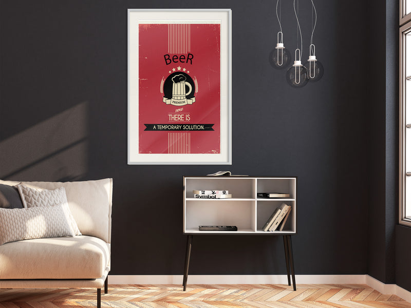 Poster - Temporary Solution  - wit passepartout
