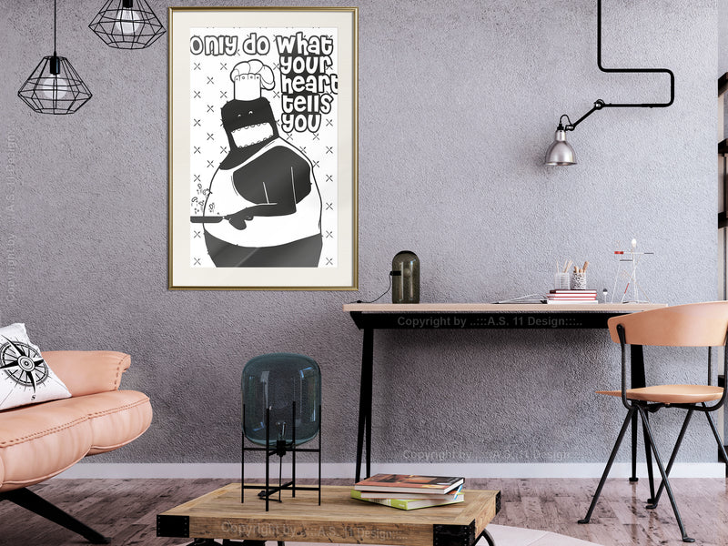 Poster - Follow Your Heart II  - goud passepartout
