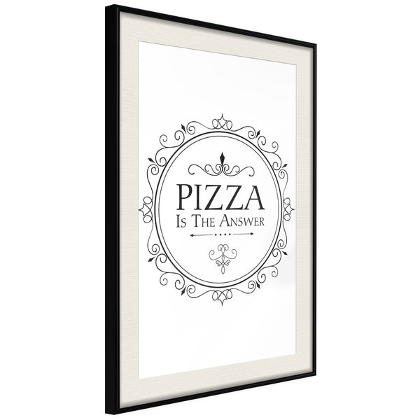 Poster - Pizza  - zwart passepartout