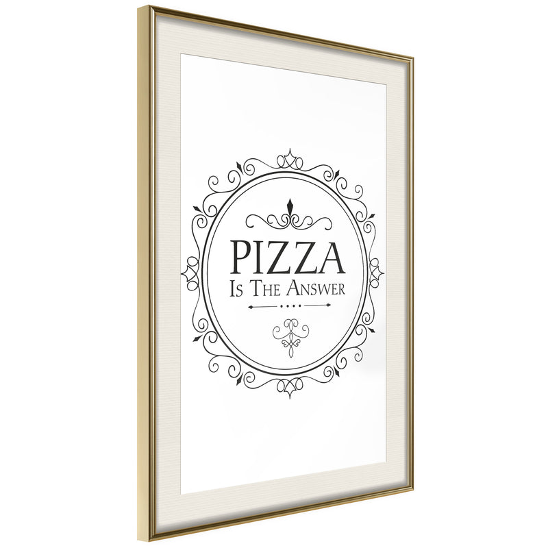 Poster - Pizza  - goud passepartout
