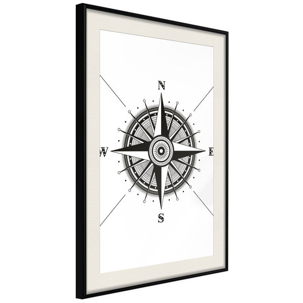 Poster - Rose of the Winds  - zwart passepartout