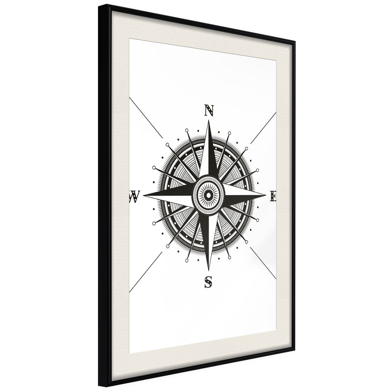 Poster - Rose of the Winds  - zwart passepartout