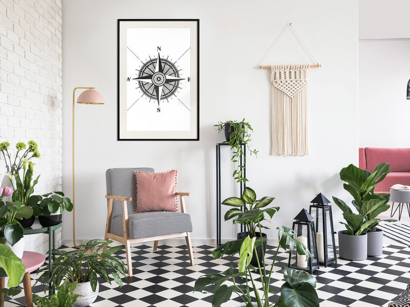 Poster - Rose of the Winds  - zwart passepartout
