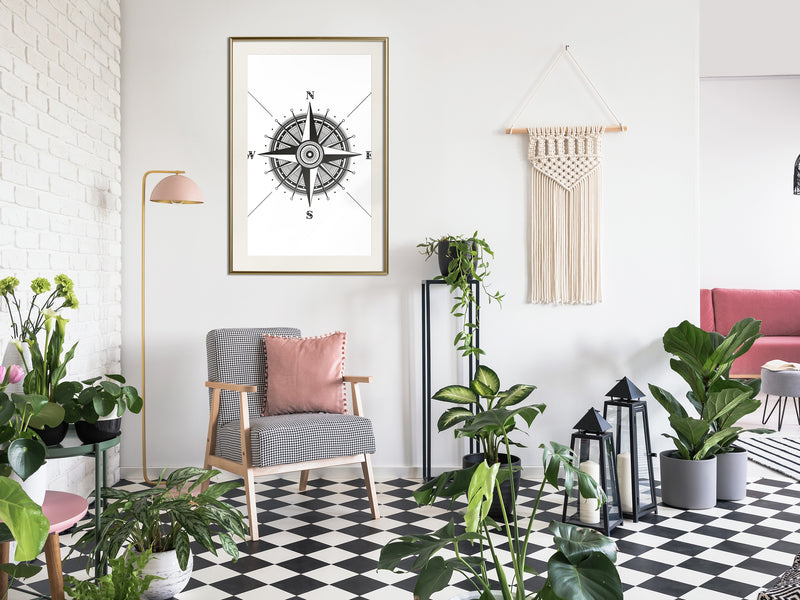Poster - Rose of the Winds  - goud passepartout