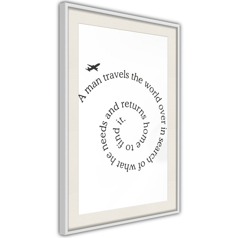 Poster - Travel Broadens the Mind  - wit passepartout