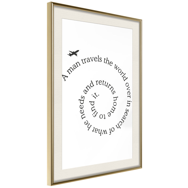 Poster - Travel Broadens the Mind  - goud passepartout