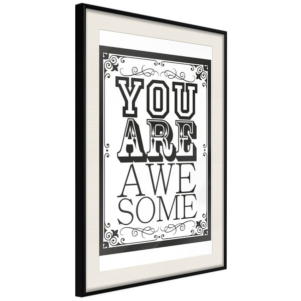 Poster - You Are Awesome  - zwart passepartout