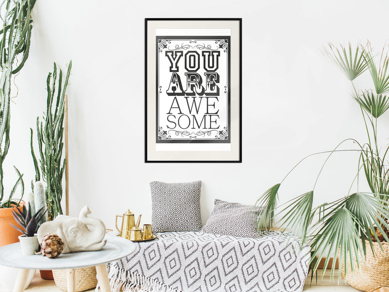 Poster - You Are Awesome  - zwart passepartout