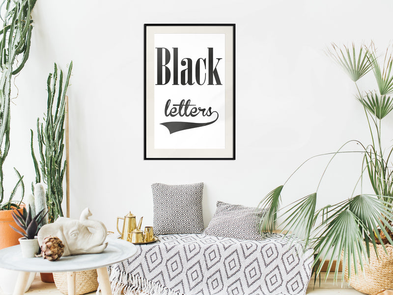 Poster - Black Lettering  - zwart passepartout