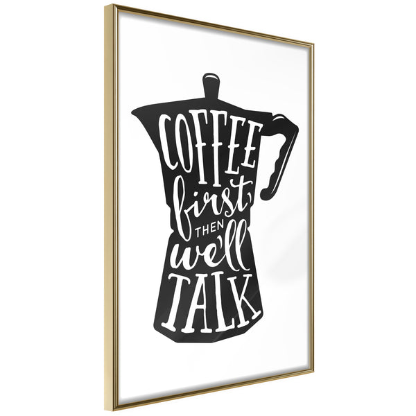 Poster - Coffee First  - goud