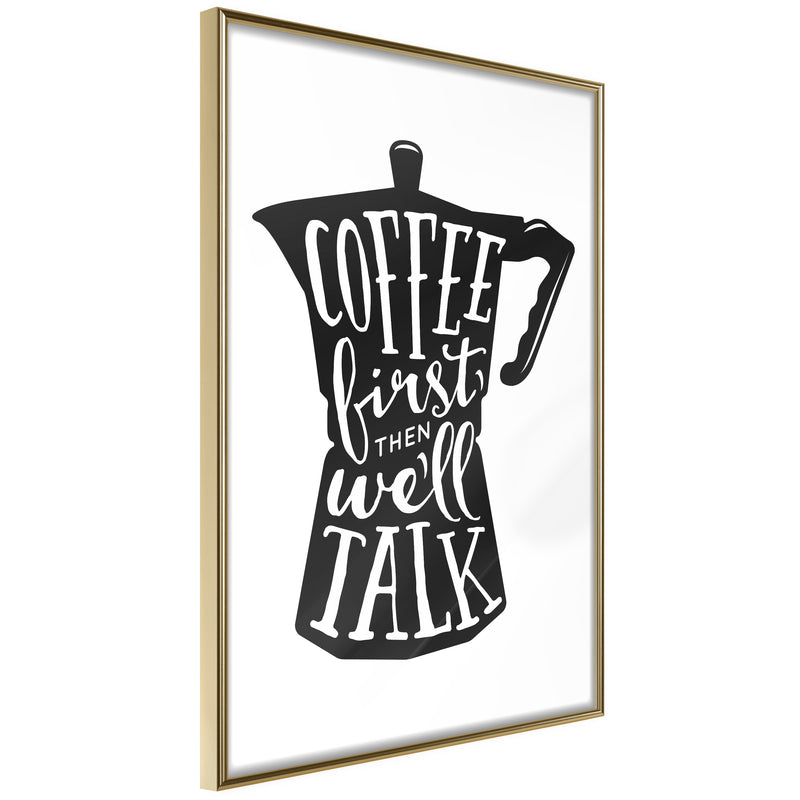 Poster - Coffee First  - goud