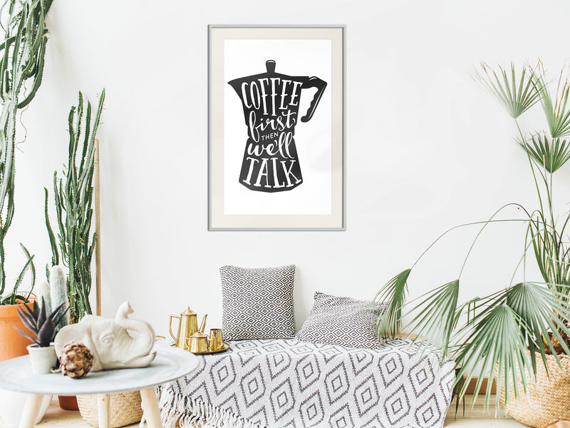 Poster - Coffee First  - wit passepartout