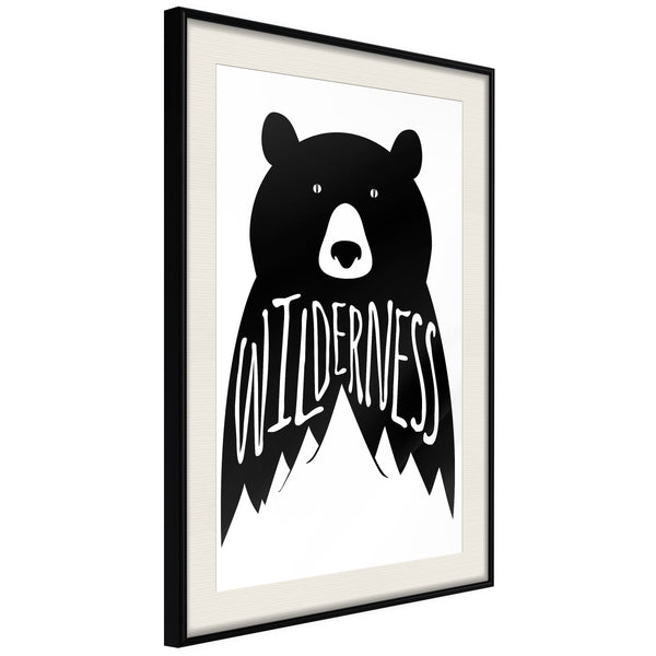 Poster - Wild Bear  - zwart passepartout