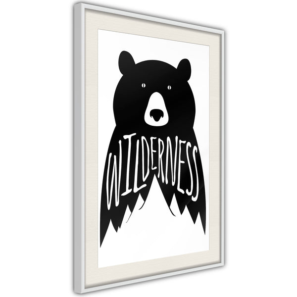 Poster - Wild Bear  - wit passepartout