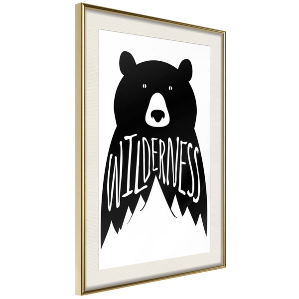 Poster - Wild Bear  - goud passepartout