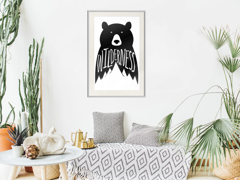 Poster - Wild Bear  - wit passepartout