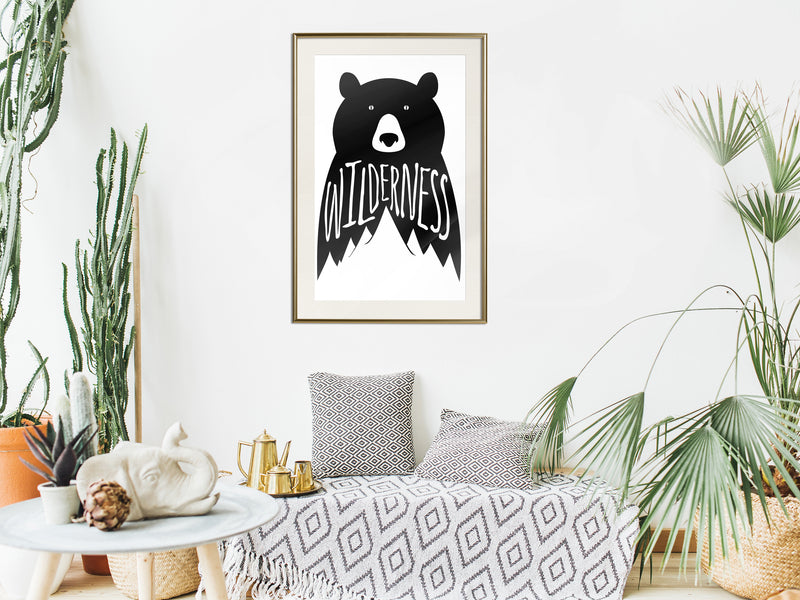 Poster - Wild Bear  - goud passepartout