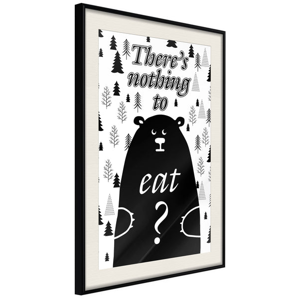 Poster - Hungy Bear  - zwart passepartout