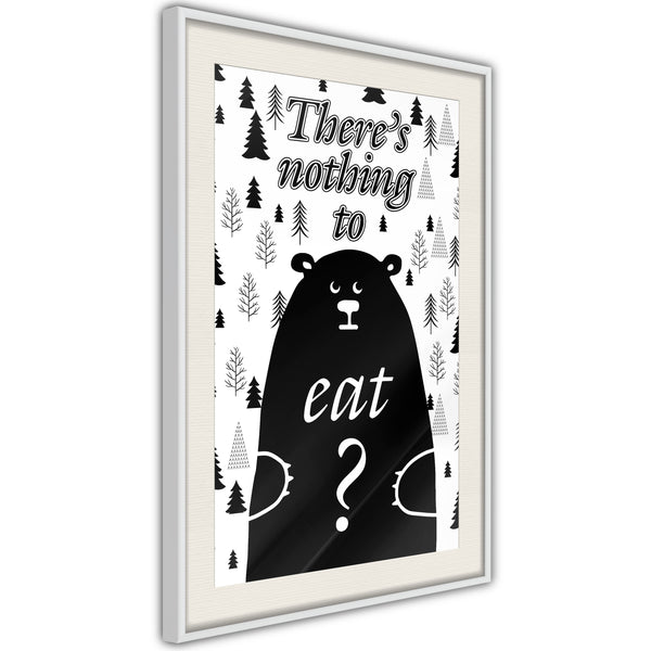 Poster - Hungy Bear  - wit passepartout