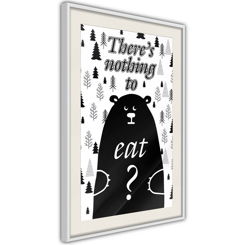 Poster - Hungy Bear  - wit passepartout