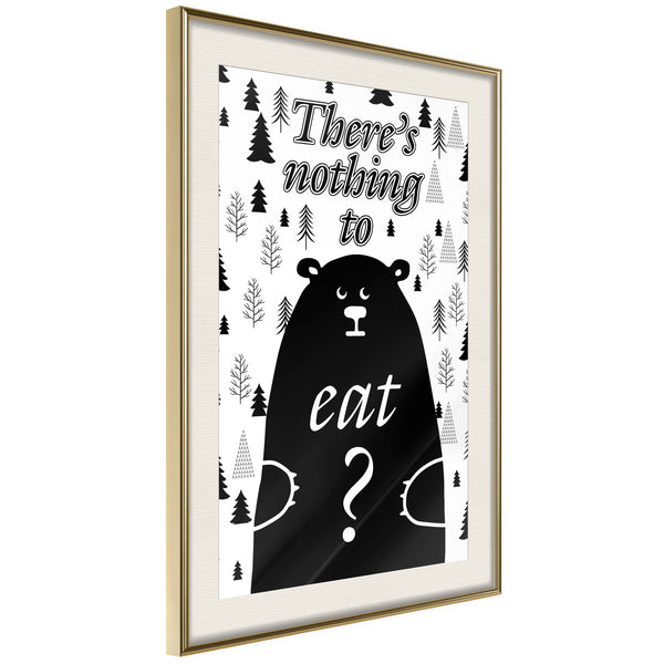 Poster - Hungy Bear  - goud passepartout