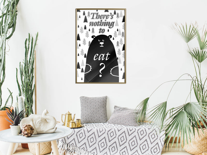 Poster - Hungy Bear  - goud