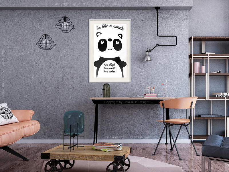 Poster - Tolerant Panda  - wit passepartout
