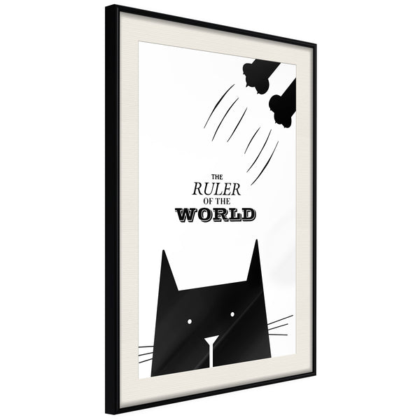 Poster - Bossy Cat  - zwart passepartout