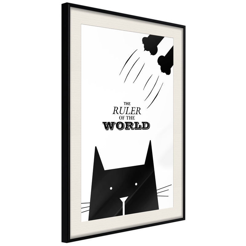Poster - Bossy Cat  - zwart passepartout