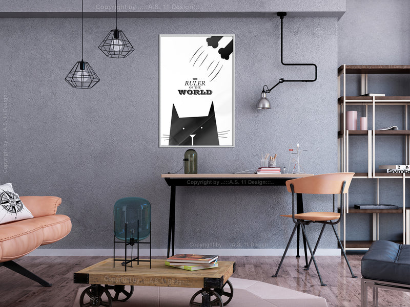 Poster - Bossy Cat  - wit