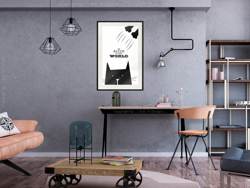 Poster - Bossy Cat  - zwart passepartout