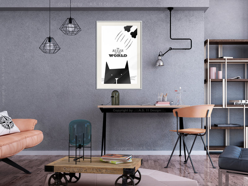 Poster - Bossy Cat  - wit passepartout