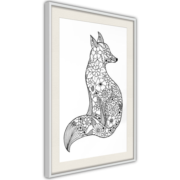 Poster - Openwork Fox  - wit passepartout