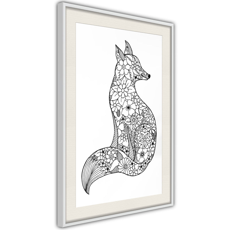 Poster - Openwork Fox  - wit passepartout