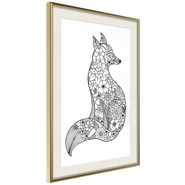 Poster - Openwork Fox  - goud passepartout