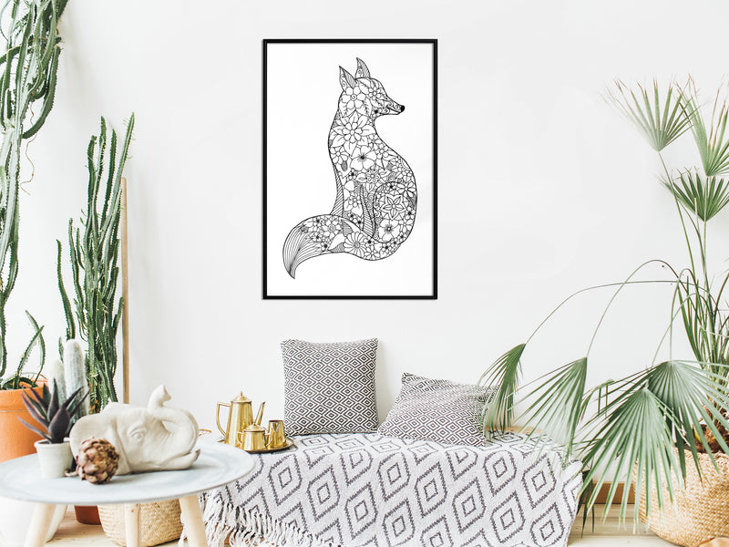 Poster - Openwork Fox  - zwart