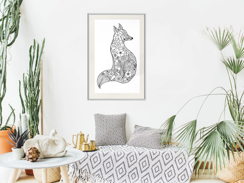 Poster - Openwork Fox  - wit passepartout