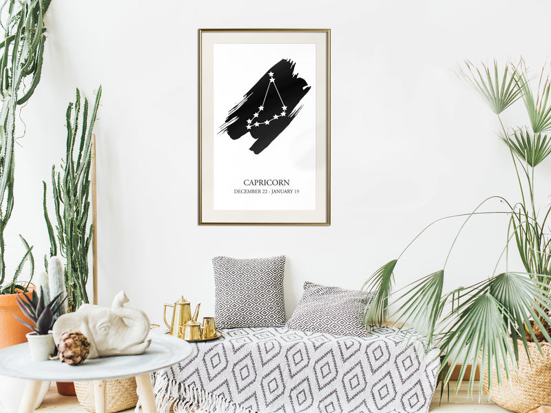 Poster - Zodiac: Capricorn I  - goud passepartout