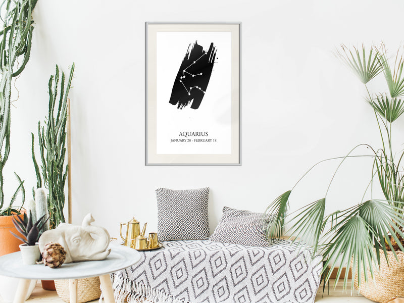 Poster - Zodiac: Aquarius I  - wit passepartout