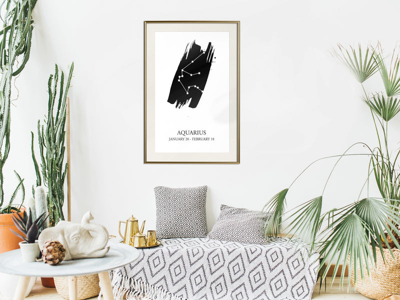Poster - Zodiac: Aquarius I  - goud passepartout
