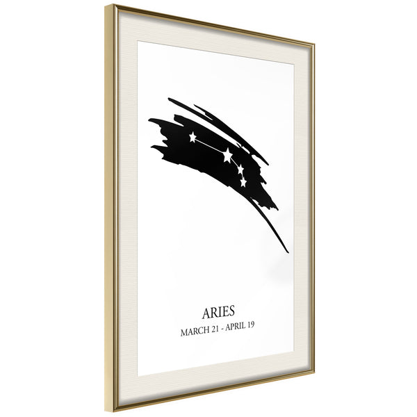 Poster - Zodiac: Aries I  - goud passepartout