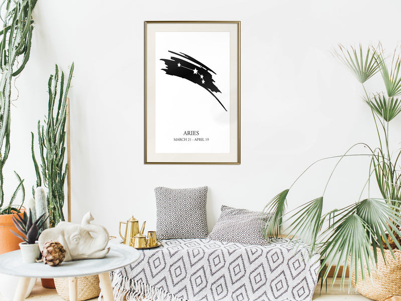 Poster - Zodiac: Aries I  - goud passepartout