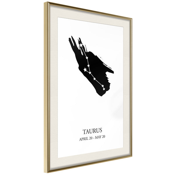 Poster - Zodiac: Taurus I  - goud passepartout