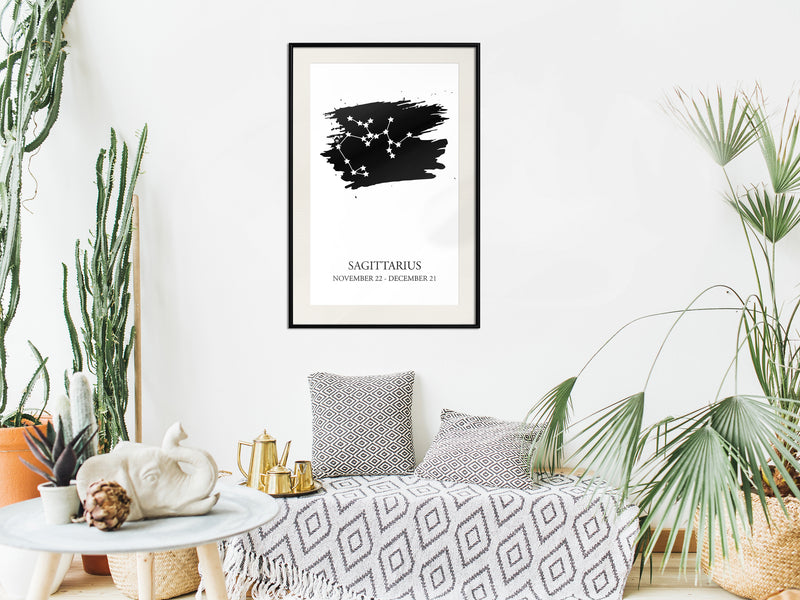Poster - Zodiac: Sagittarius I  - zwart passepartout