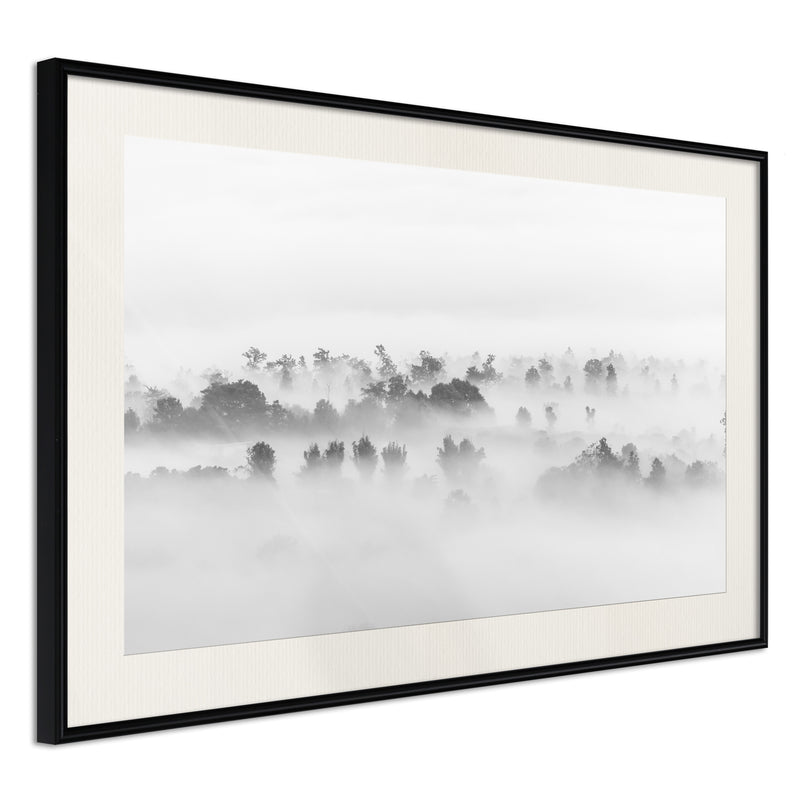 Poster - Fog Over the Forest  - zwart passepartout
