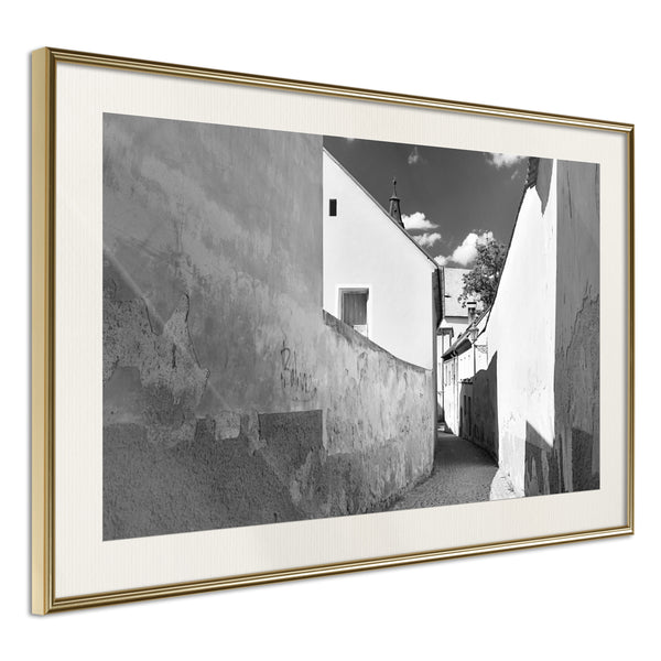 Poster - Sunny Day in the Town  - goud passepartout