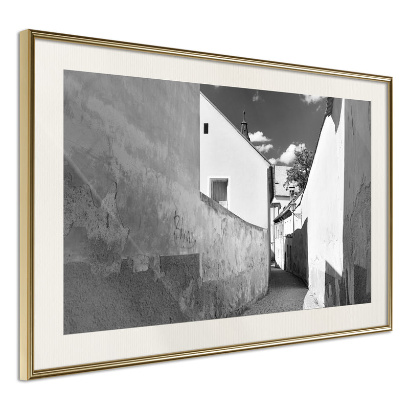 Poster - Sunny Day in the Town  - goud passepartout