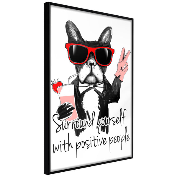 Poster - Positive Bulldog  - zwart